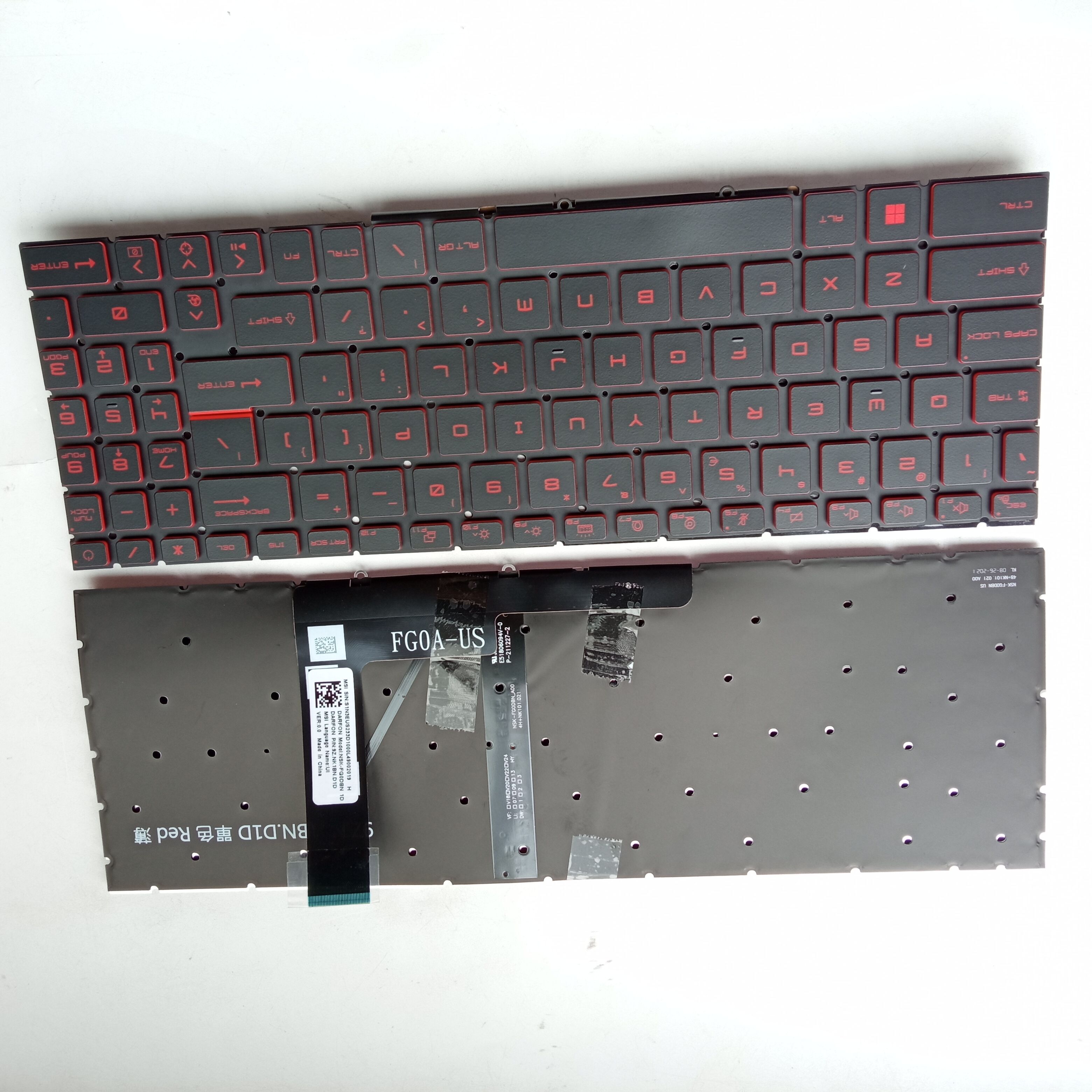 Picture of New Replacement Laptop Keyboard For MSI GF66/GF76/GL66/GL76 BLACK Backlit,Red Printing,Red side (OEM) US Layout